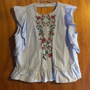 Zara embroidered top with open back size XL